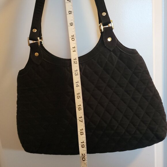 VERA BRADLEY “Slim Hobo” Black Quilted Microfiber Shoulder Bag - Picture 5 of 13